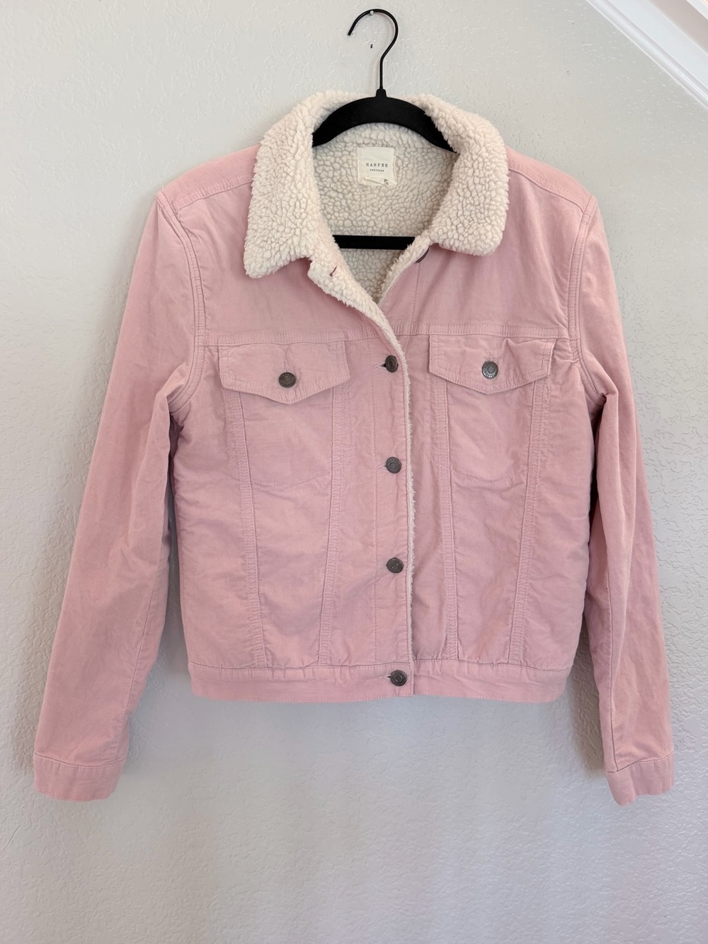 Harper Heritage Pink Corduroy Trucker Jacket with Sherpa Collar